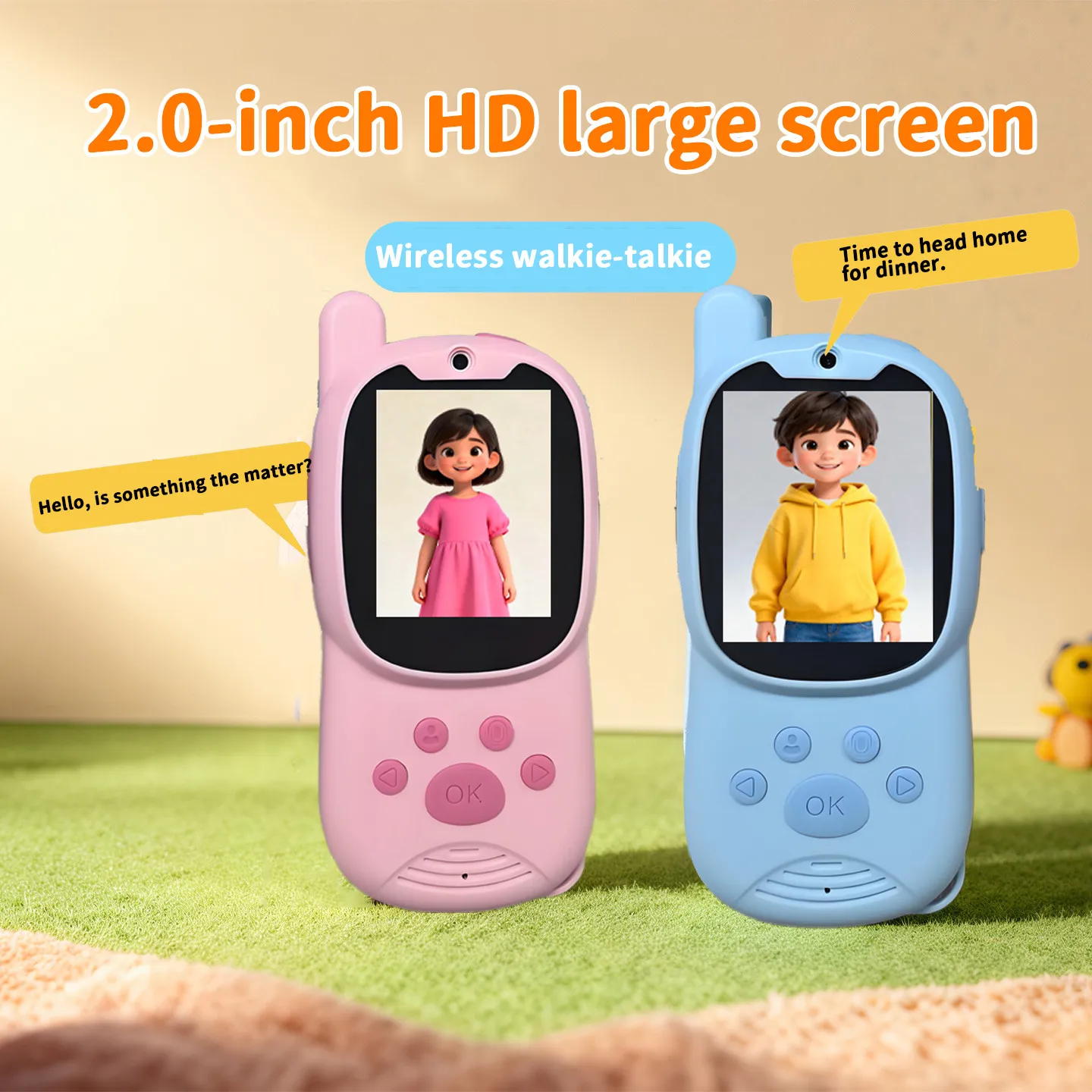 USB-C Rechargeable Children's Video Walkie Talkie High-definition Screen Video Intercom &Button One-Click HD Call For Kid Gifts