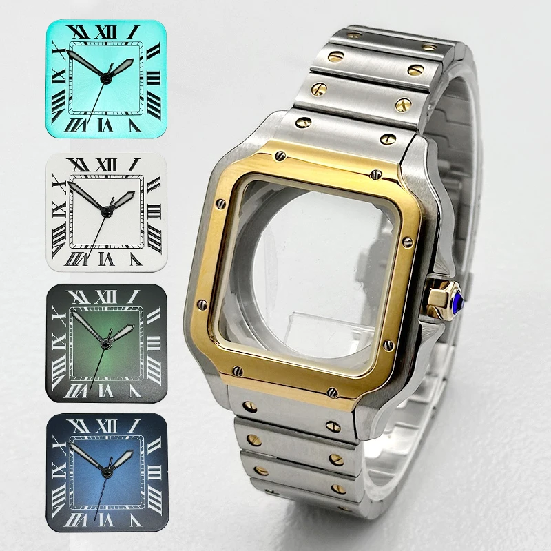 Mod 38mm NH36 NH35 Santo Watch Case and Strap for 7S26 NH35 NH36 4R35 4R36 Watch Case Transparent Back Cover Case Parts