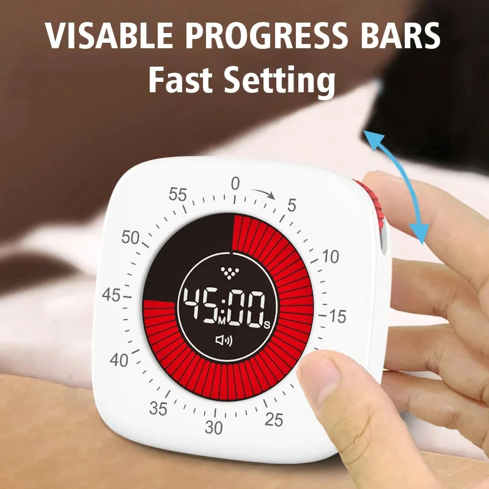 60 Minutes Visual Timer Rechargeable Classroom Countdown Silent Timer Mechanical Dual Time Clock for Timer Management Tool