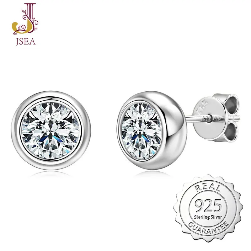 

New Design Jewelry GRA Certification 0.5ct 5mm 1ct 6.5mm Moissanite 925 Sterling Silver Bubble Stud Earrings for Men Women