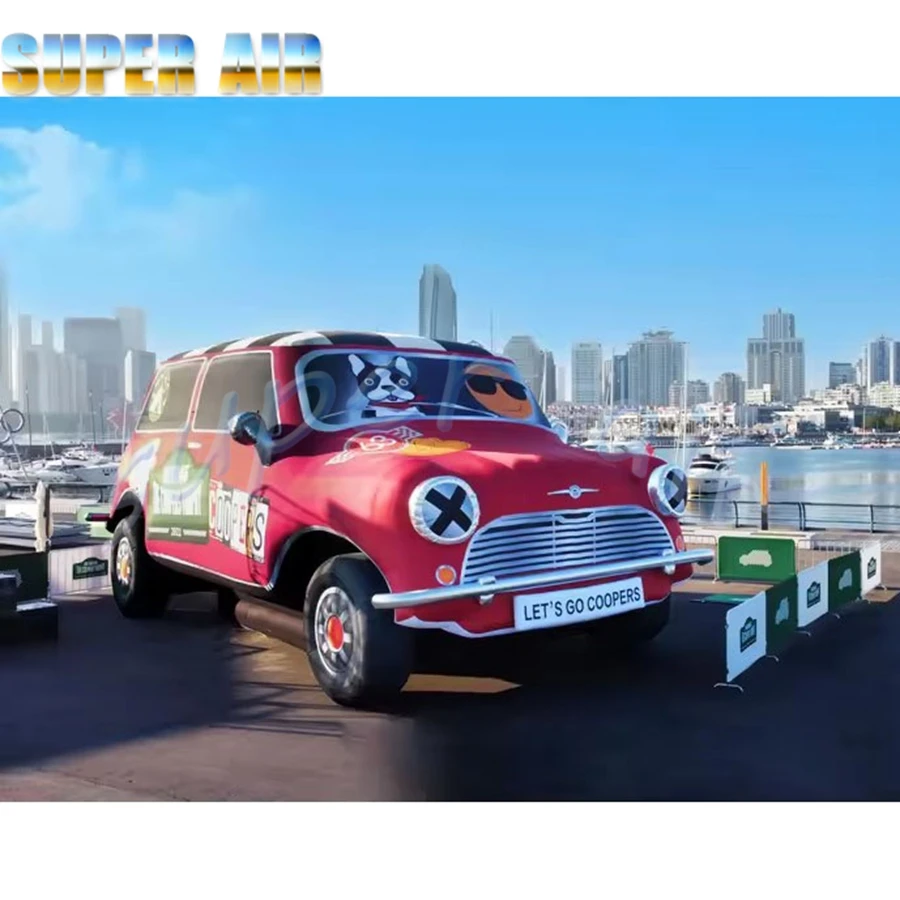 Outdoor autodrome decoration used for race inflatable automobile model with air fan