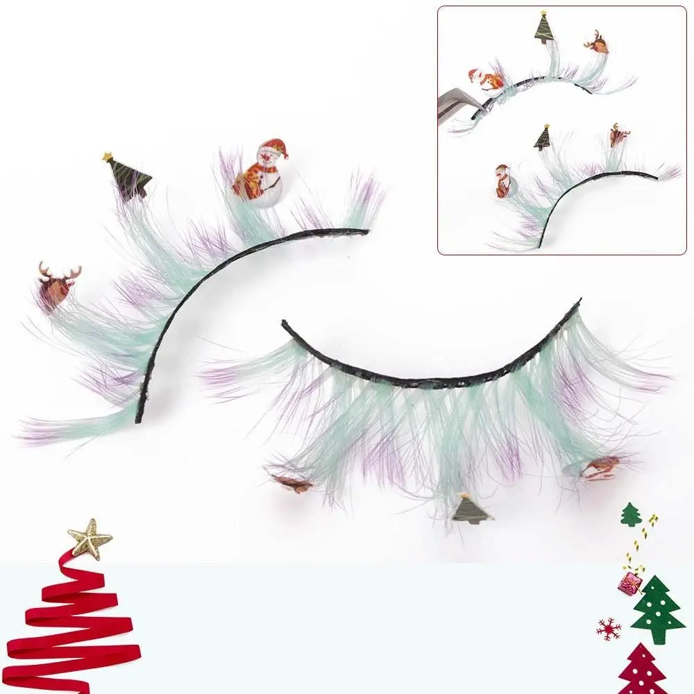 Chemical Fiber Christmas False Eyelashes Cartoon Snowman Animal Elk Christmas Cluster Eyelashes 25mm Eyelashes Extension