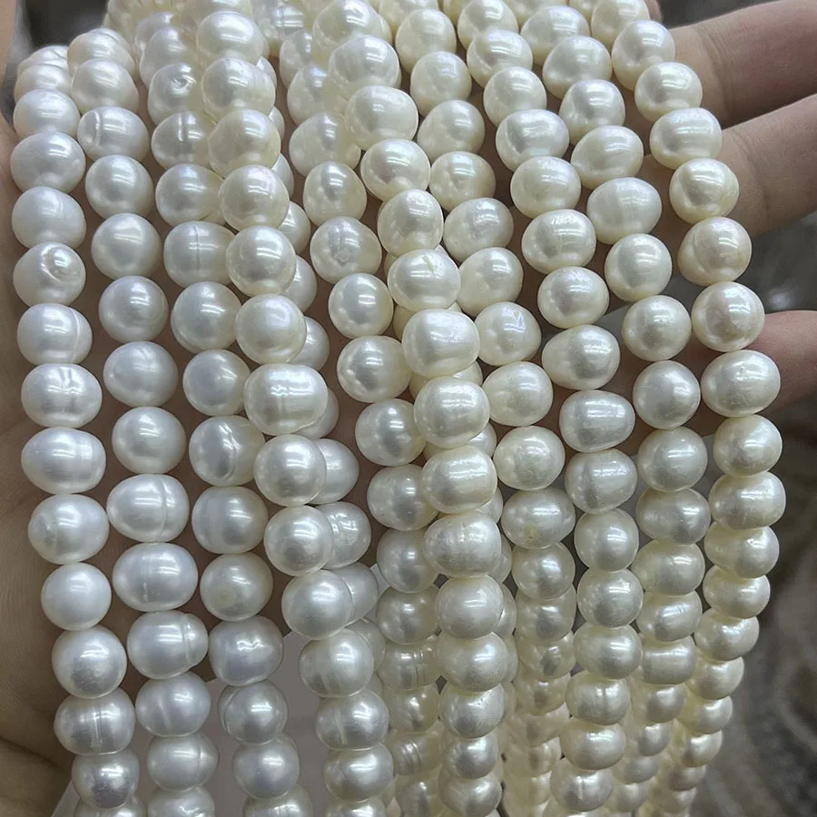 

Natural Freshwater Pearls Elliptic Loose Beads for DIY Making Necklace Bracelet Earrings Jewelry Pearl Accessories 15''8-9mm