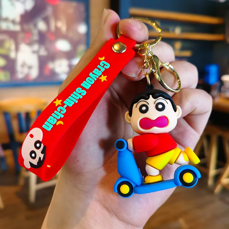 Kawaii-Crayon Shin-Chan Playing Games Butter Anime Figure, Key for Children, JOStudent School Bag, PmotCouple Keyring Toy Gifts