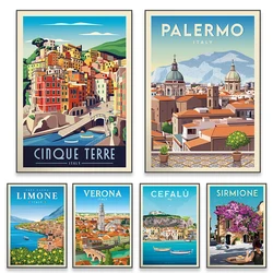 Palermo Sicily Italy Travel Poster Modern Verona Italy City Minimalist  Print Cityscape Cefalù Sicily Landscape Canvas Painting
