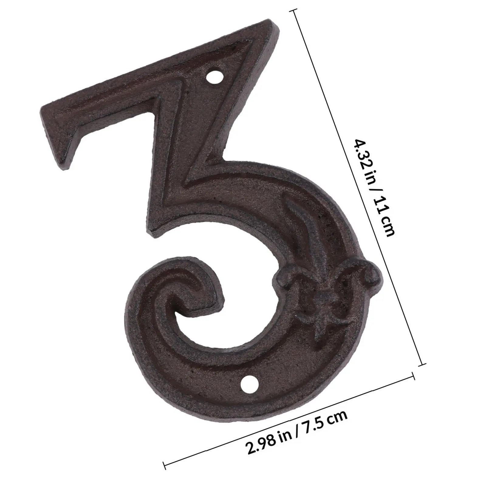 Cast Iron 3 Hammered Decorative Door Number Retro Address Number for Wall Fence Mailbox Signs Easy Install