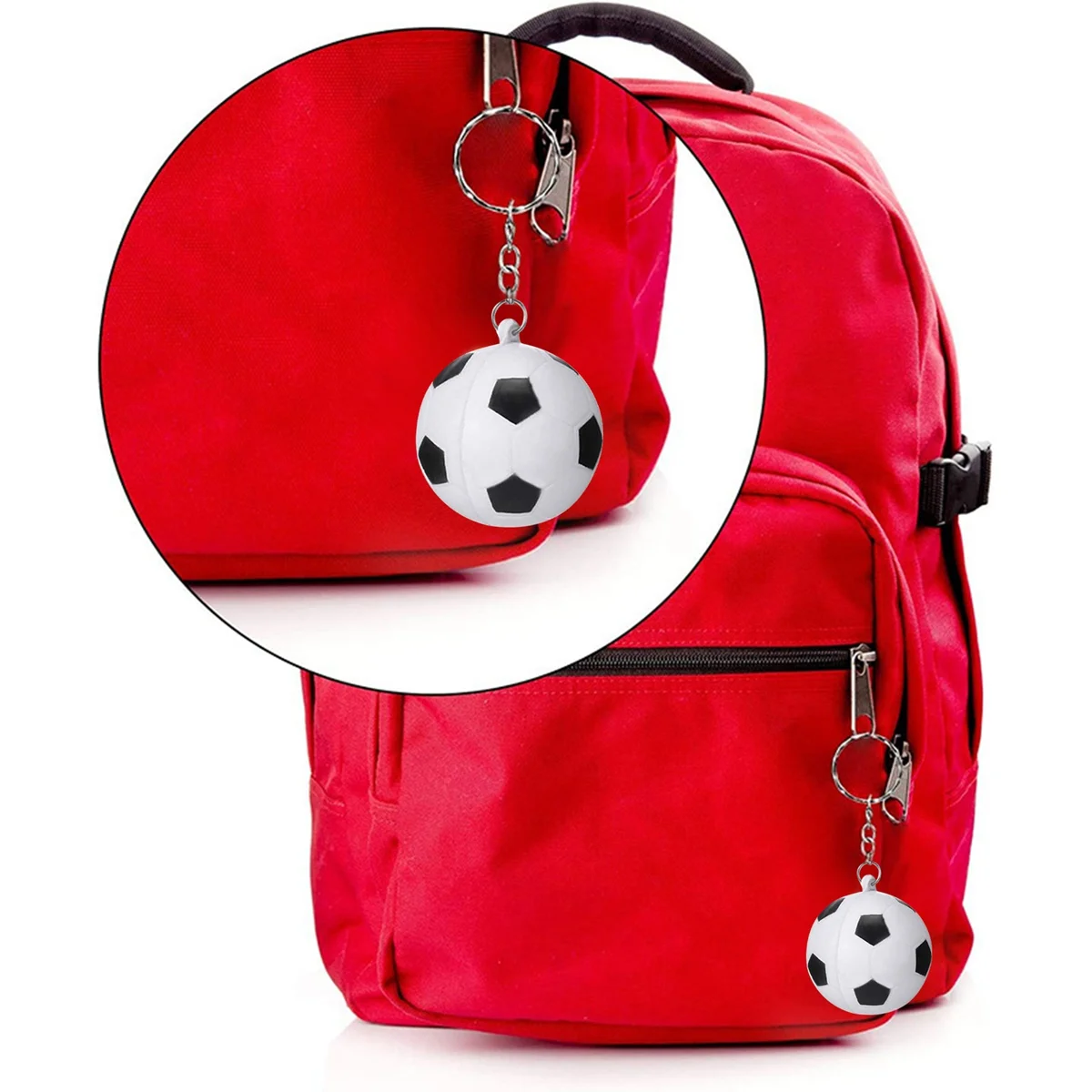 24 Pack White Soccer Keychains,Mini Soccer Stress Ball Keychains,Sports Ball Keychains,School Carnival Reward for Kids