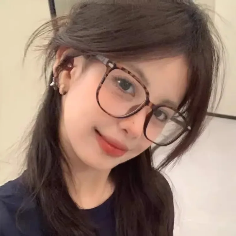 1/2 قطعة إطار كبير نظارات خمر ليوبارد طباعة النساء الرجال البيضاوي الإطار مكافحة الضوء الأزرق النظارات ماكياج خالية النظارات الإكسسوارات