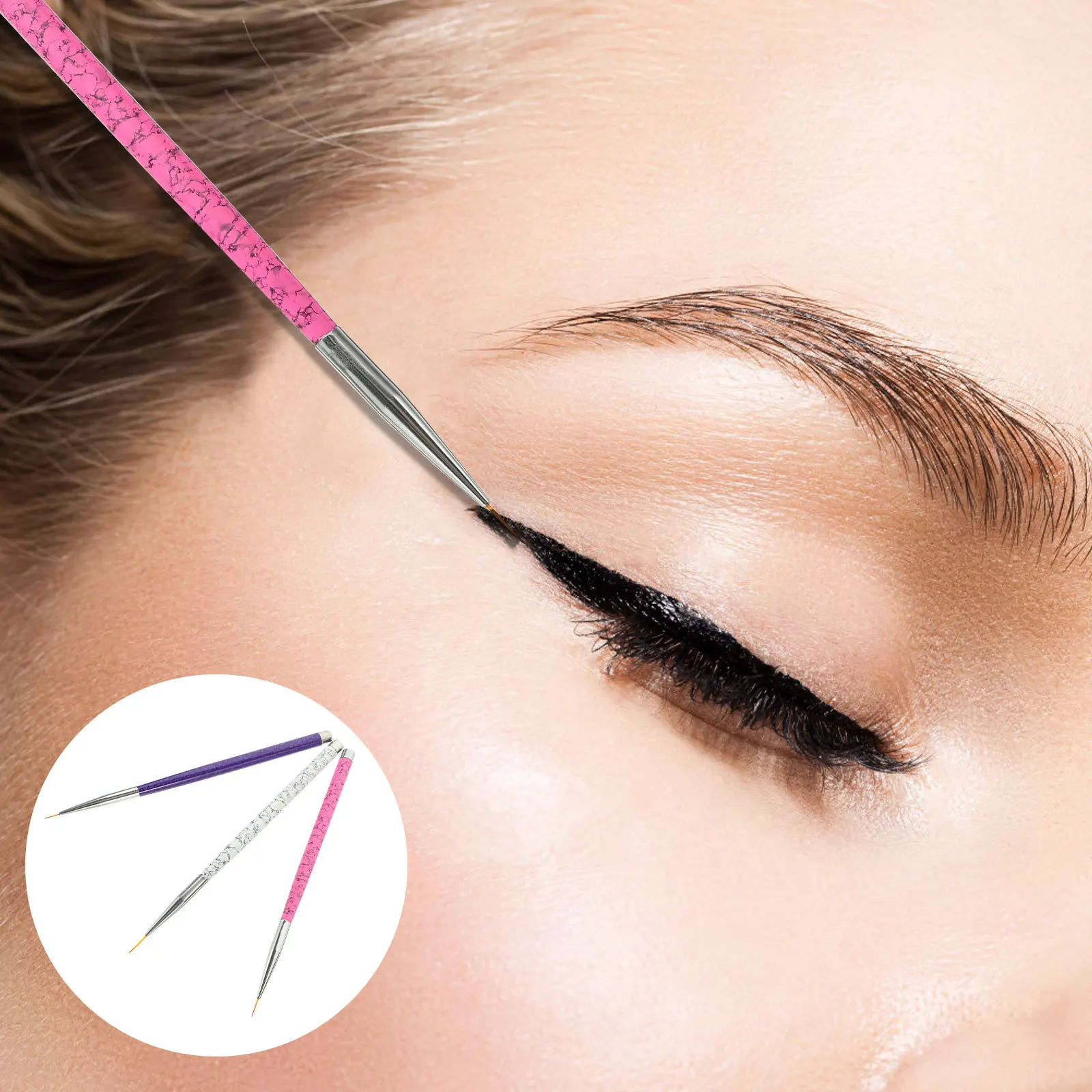 

3Pcs Nail Art Liner Brush Pens Fiber Tips Lasting Comfortable Nail Striping Painting Tools for Gel Polish Liner Brush for Nails