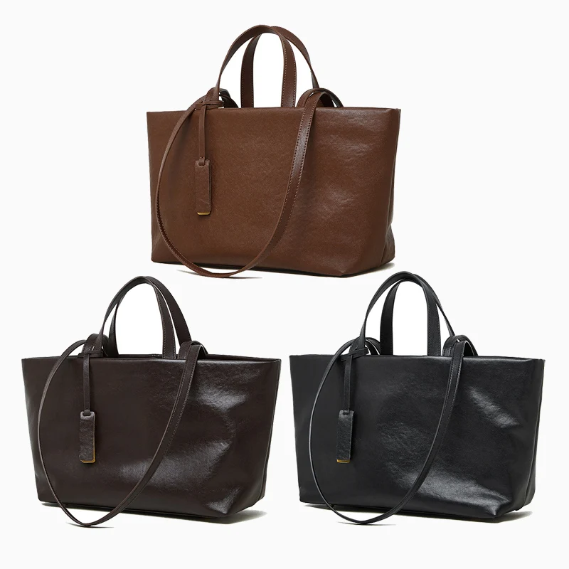 

Female Large Capacity Design Luxury Commuting Handbag Women‘s Cow Leather Retro Shoulder Bags Ladies Fashion Natural Cowhide Bag