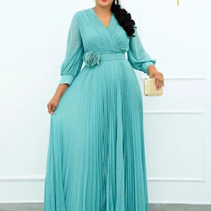 رداء فساتين أفريقية بأكمام طويلة للنساء 2024 فستان زفاف إسلامي أنيق عباية شيفون زي فستان قفطان تركي دبي أفضل 12 مبيعا للبدلات التركية - رقم 6