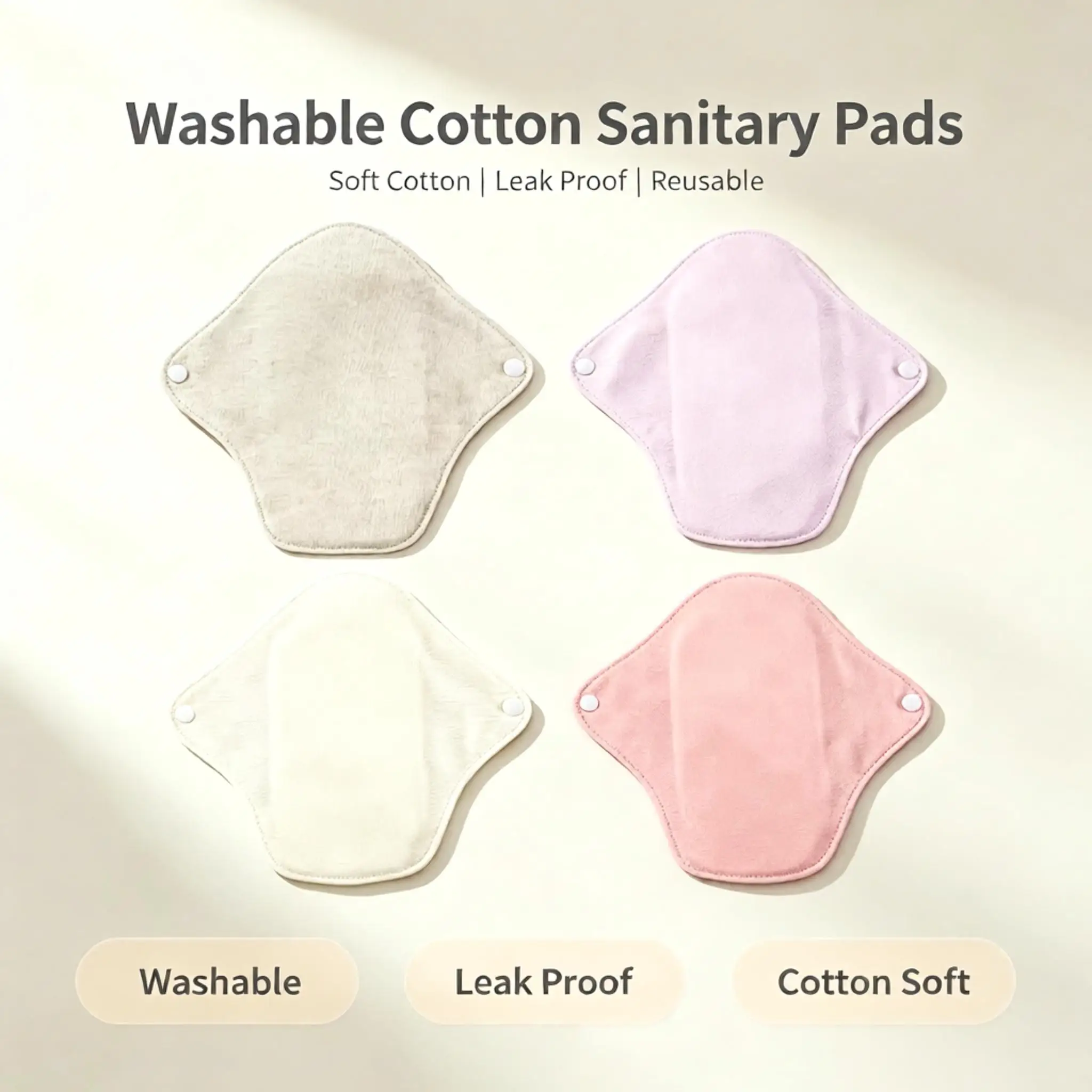 Reusable Organic Cotton Sanitary Liners, Washable Menstrual Pads Cotton Soft Incontinence Pads for Leakage Discharge