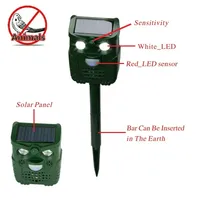 Waterproof Motion Adjustable Alarm Flashing Lights Ultrasonic Animal Repellent for Yard Garden Solar Powered