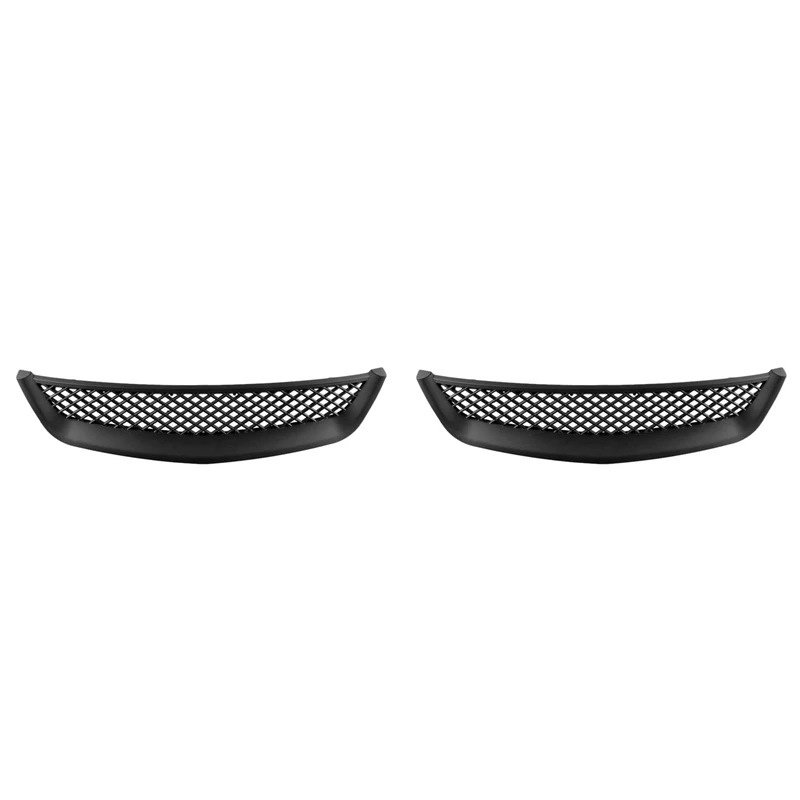 2X Black Mesh ABS Front Hood Grille Grill For Honda Civic JDM Type R 2001-2003