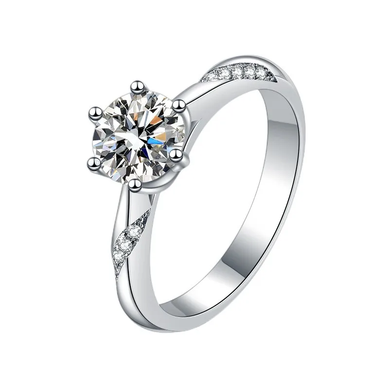 3Ct Moissanite round Six-Prong Ring for Women PT950 Platinum Super Eye-Catching Timeless Valuable Textured Platinum Jewelry