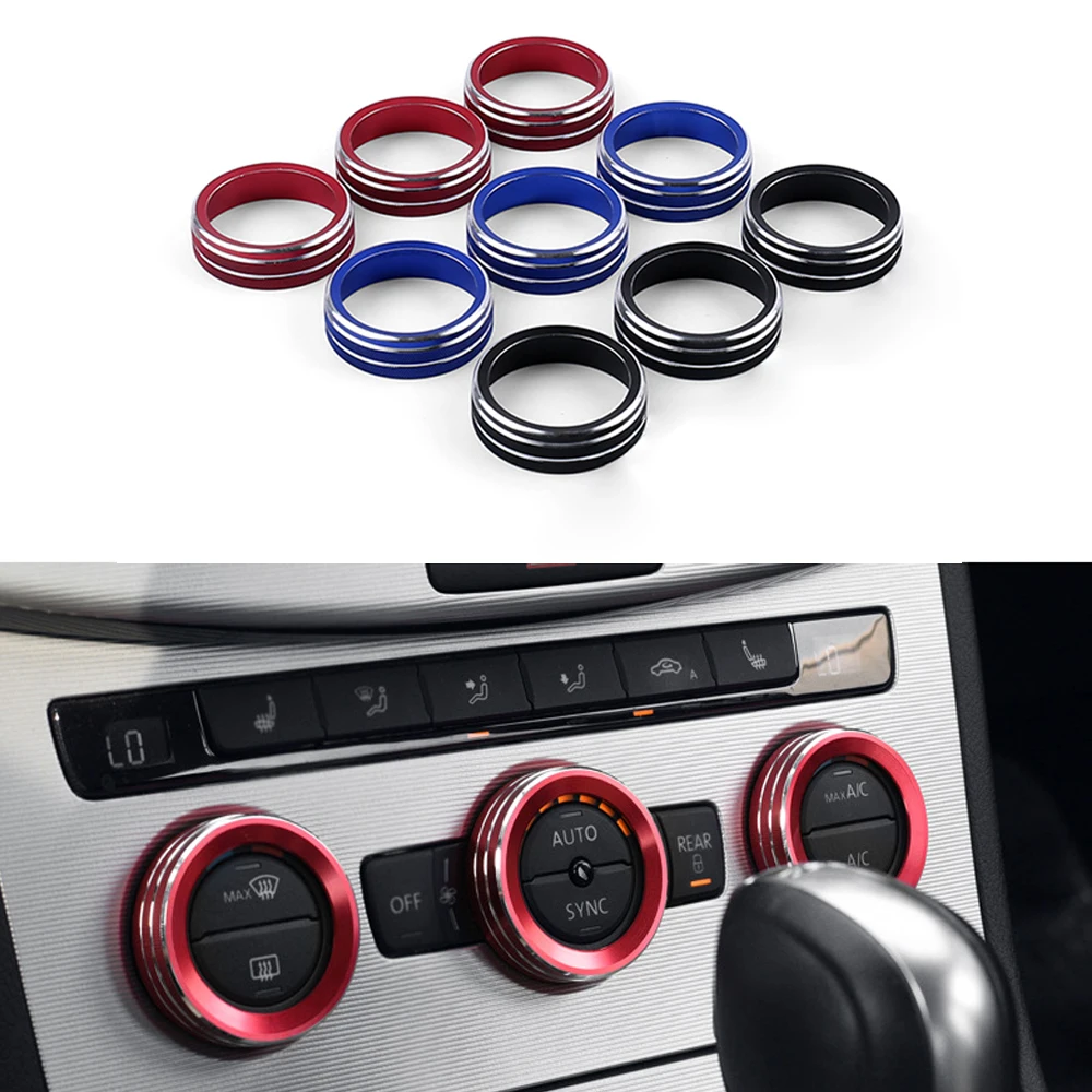 Car interior Air Conditioning Knob Decorative Cover Ring Adjust Climate Control Switch Buttons For VW Tiguan Atlas T-roc Ateca F