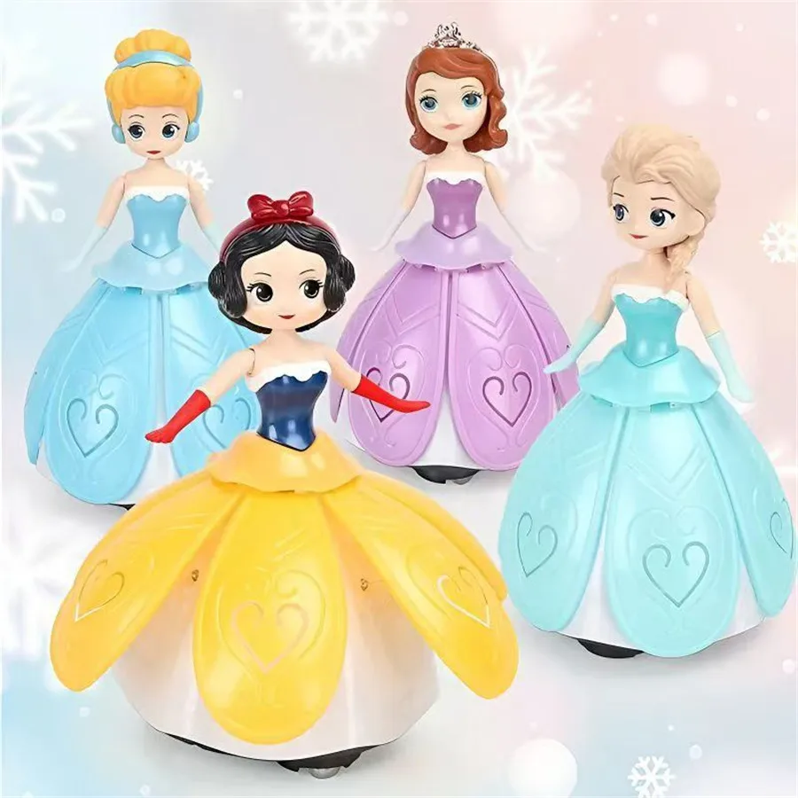 Sofia Snow Princess Dance Robot with Night Light Music Elsa Luminous Toy Cake Decoration Kids Brithday Christmas Toy Gift