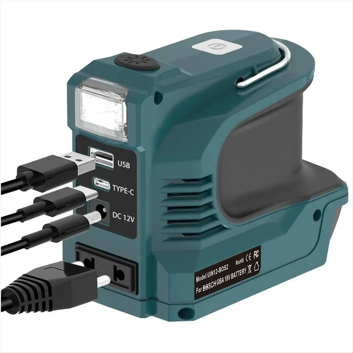 220W Power Inverter for Makita Bosch Dewalt Milwaukee 18V Battery AC 120-220V Outlet USB QC3.0 PD Fast Charger Outdoor