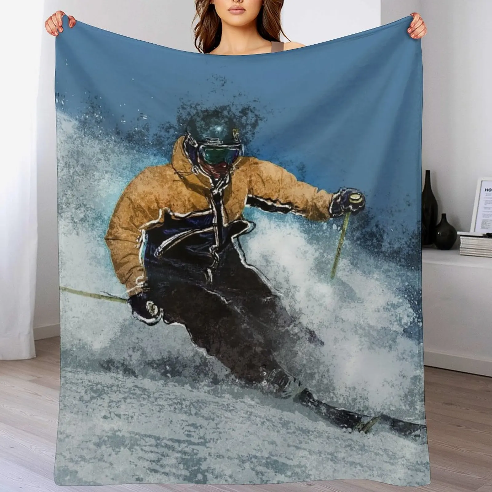 Skiing the Slopes Throw Blanket wednesday Moving Summer Decoratives Blankets