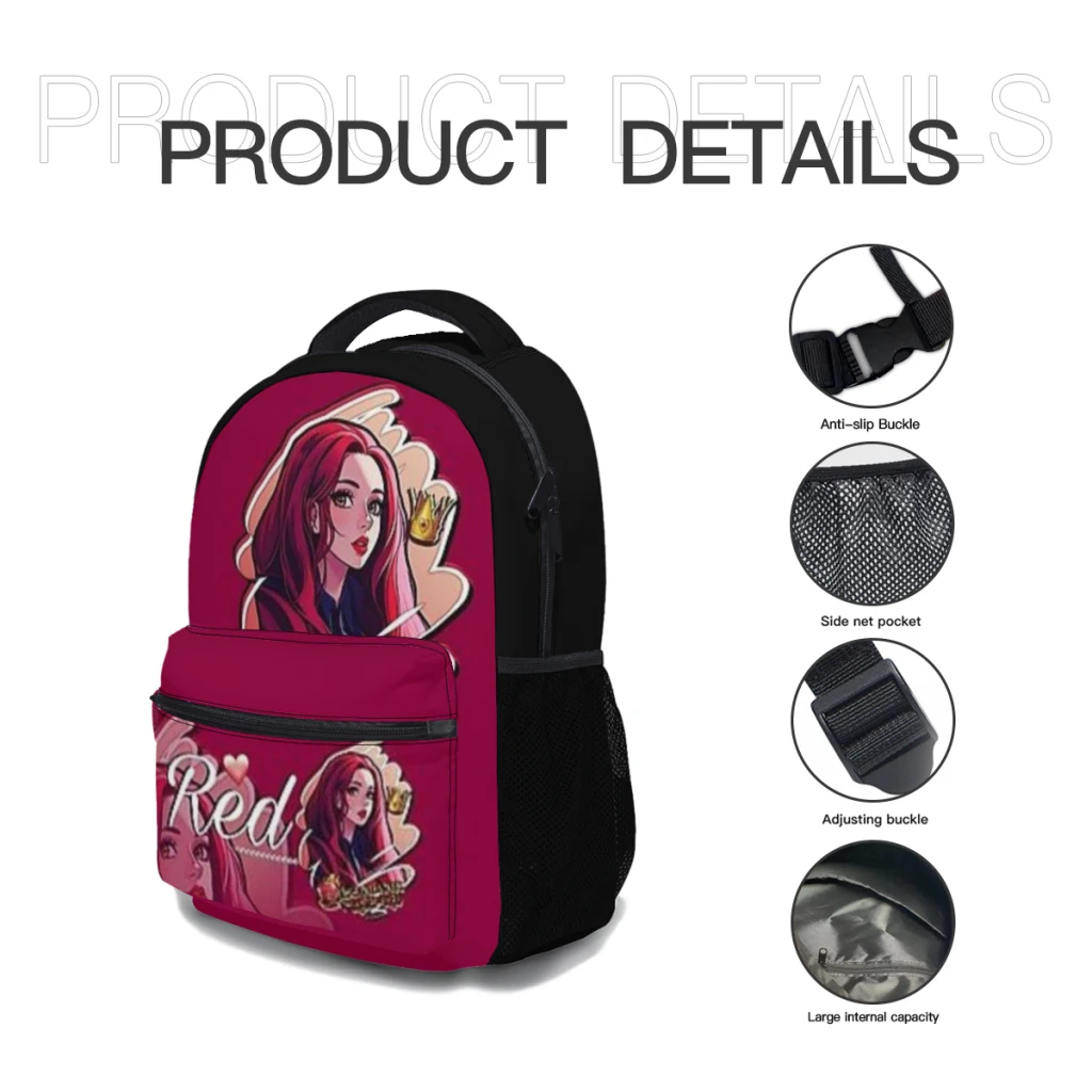 Kylie Cantrall as Red on Descendants 4 Cartoon Style New Female Fashion boys High Capacity Waterproof College Backpack 17inch