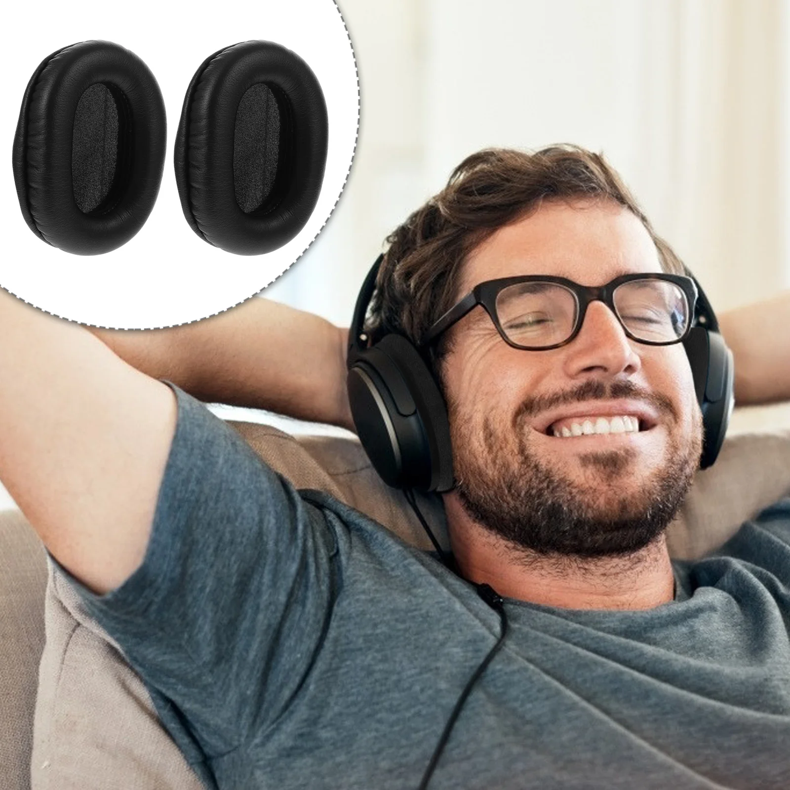 

2 pcs Headphone Replacement Pads Compatible For Ath-Msr7 M50Cwh Soft Comfortable Ear Cushions Noise Isolating Headset