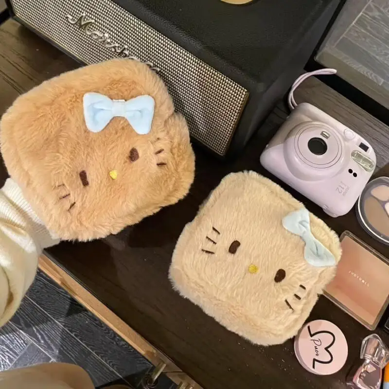 حقيبة تخزين من القطيفة من سانريو هالو كيتي، حقيبة مكياج عالية الجمال، حقيبة كاميرا محمولة، حقيبة معرف ومحفظة، هدية عيد ميلاد للفتيات #1