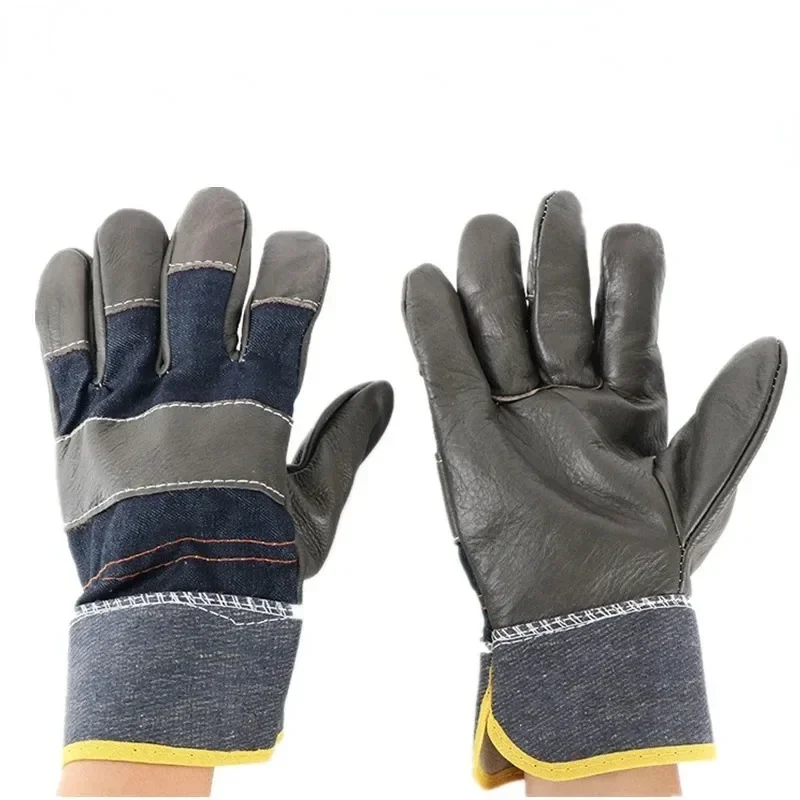 

Work Gloves Cowhide Leather Workers Work Welding Safety Protection Garden Sports Motorcycle Driver Wear-resistant Gloves