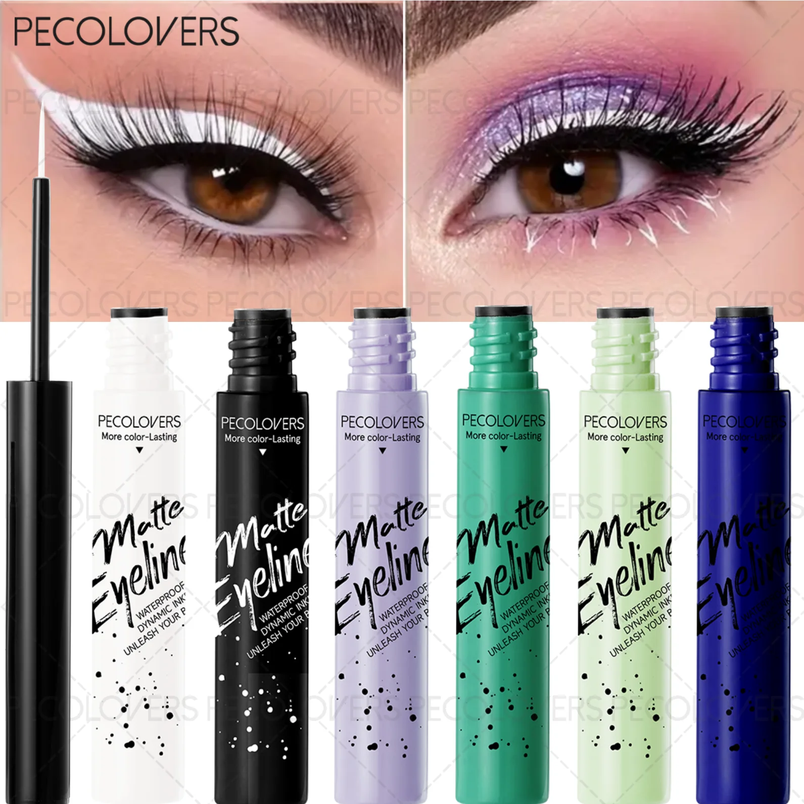 قلم تحديد العيون طويل الأمد بلمسة نهائية غير لامعة، سهل الاستخدام، ملون، قلم عيون، أقلام تحديد العيون