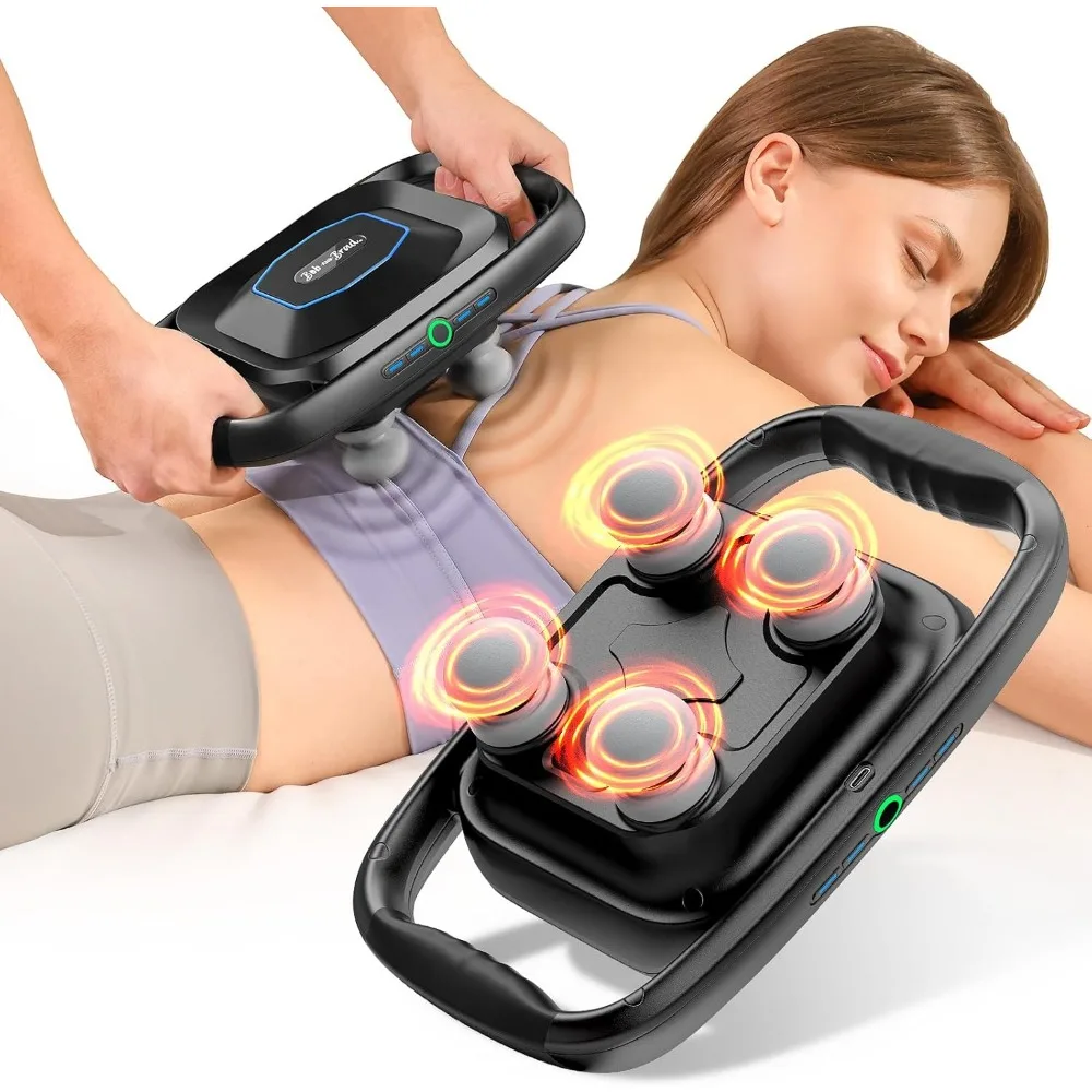 

A1 4-Head Massage Gun Deep Tissue, FSA HSA Eligible, 4X Pain Relief Efficiency, Replaceable Massager Heads & Plate, Electric Pe