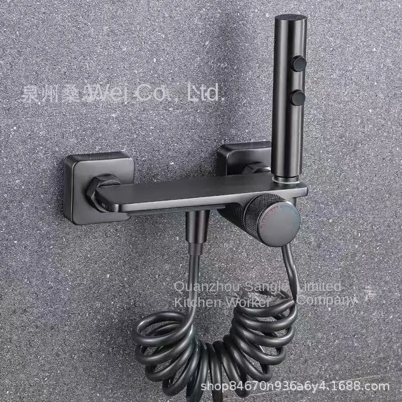 Copper gray bathtub faucet, mixing valve, waterfall outlet faucet, dual function water outlet adjustment, soft water outlet