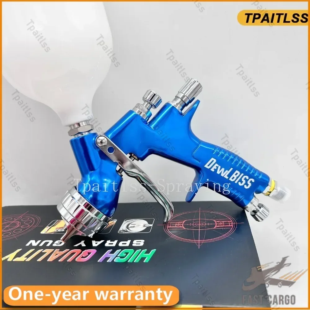 Pro-pistola de ar à Base de Água Aerógrafo Pintura Azul 1.3 mm 1.8 mm Bico 600ml Copo de Mistura Te20 T110 gt