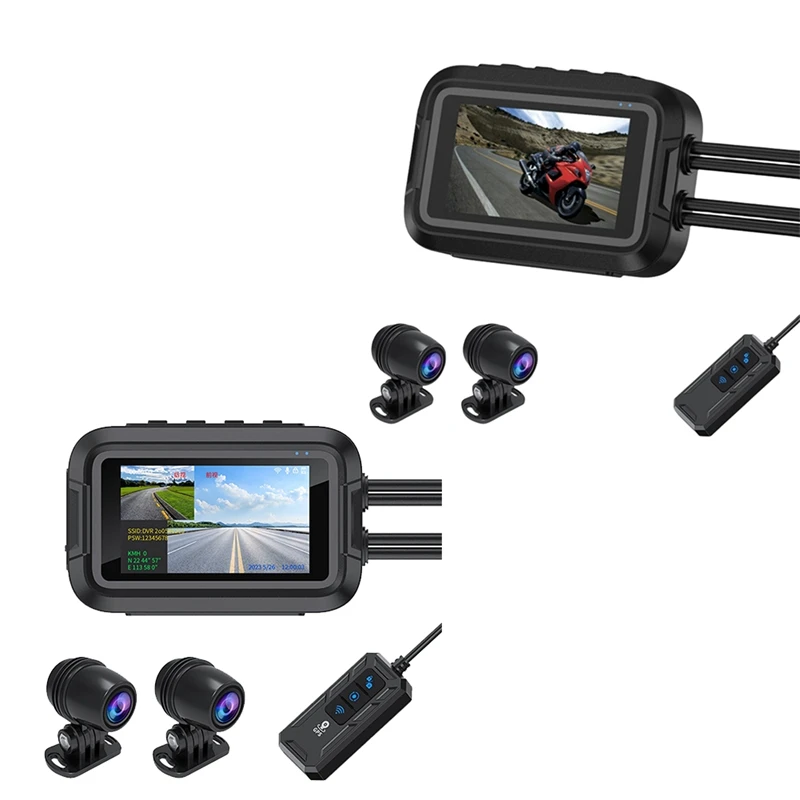 

V9 Motorcycle Dashcam Wifi 1080P Front Rear Camera Waterproof Motorcycle Video Recorder Camera With Parking Monitor