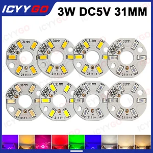 10 buah LED 3W 5V USB Papan Lampu SMD 5730 Chip Merah Hijau Hangat Putih Kuning Keunguan Mengubah Sumber Cahaya dengan Kabel 20 Cm 8 penjualan terbaik smd 5730 - №