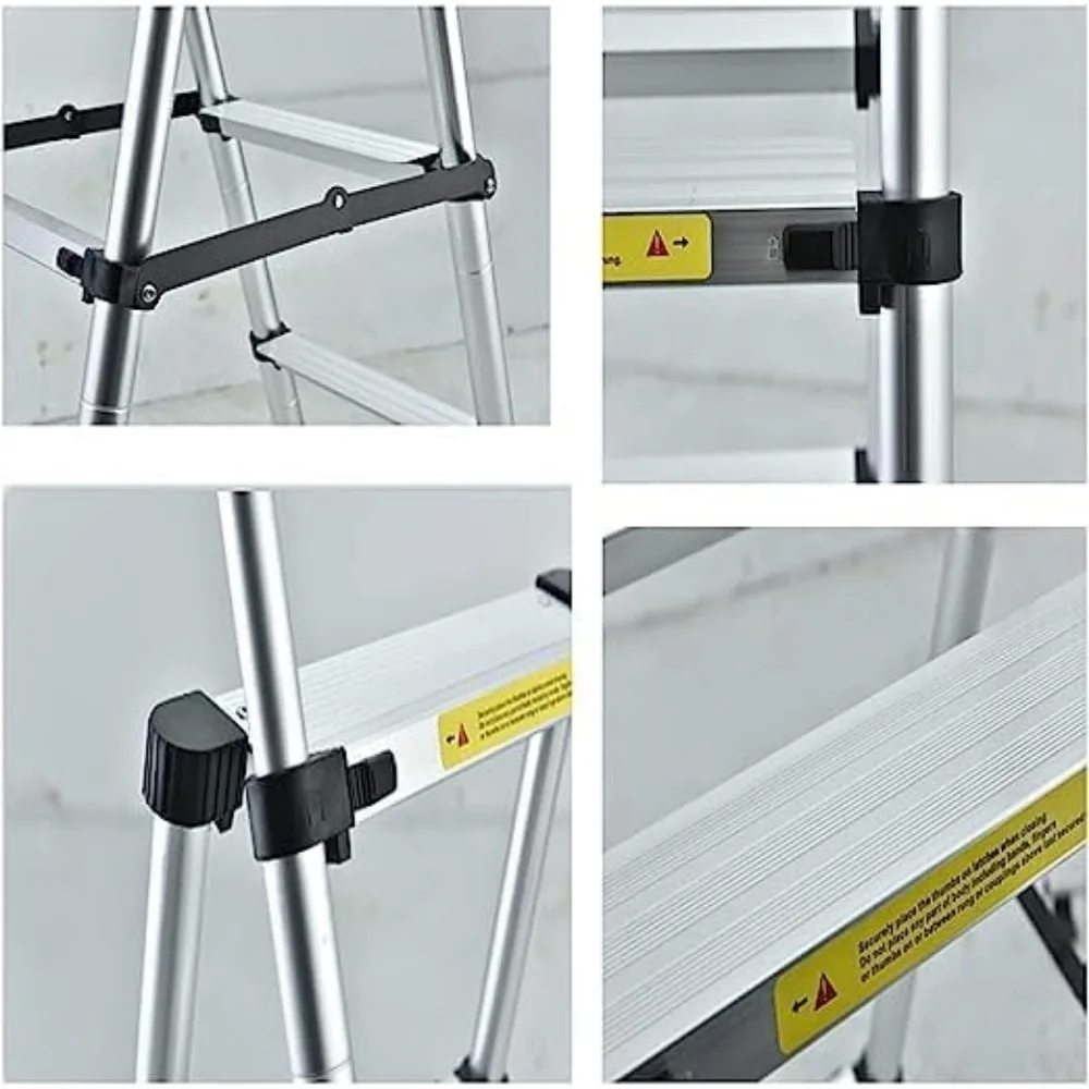Extension Step Ladder 6+7 Step(6.6ft + 7.5ft) Aluminum Herringbone  A-Frame Telescoping Lightweight Step