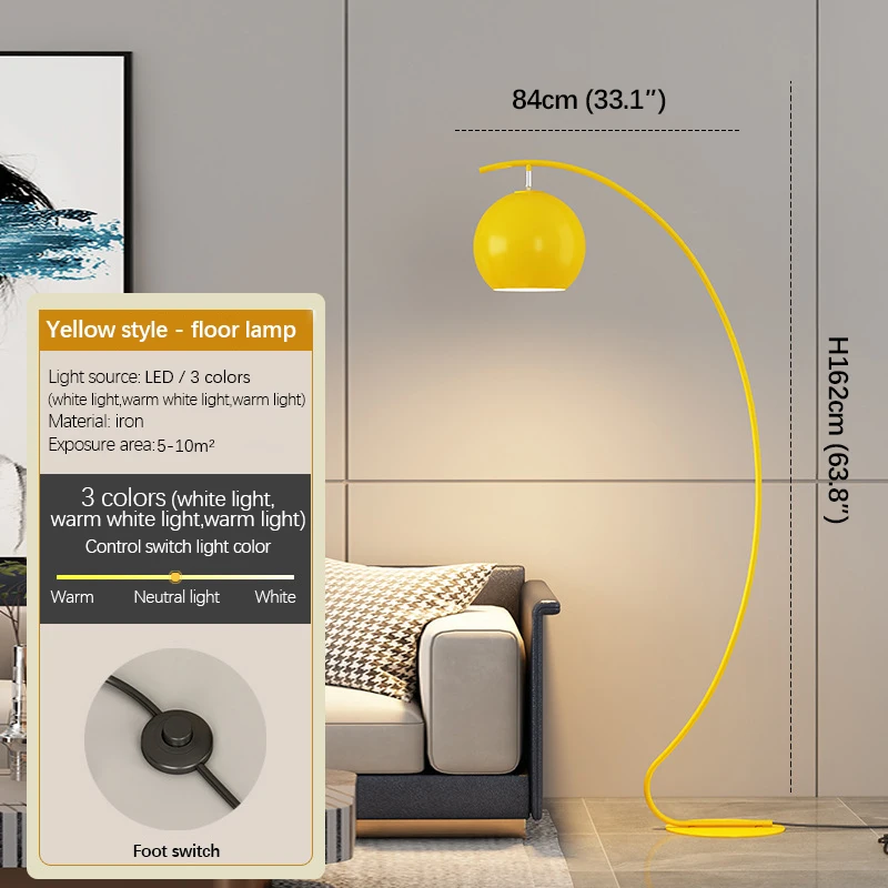 Saman Nordic Gele Visserij Vloerlamp Moderne Familie Woonkamer Slaapkamer Bank Creatieve Led Decoratief Staand Licht