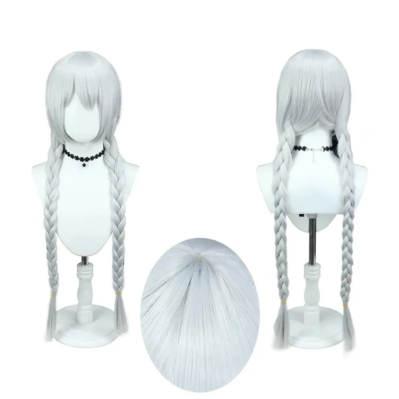Cosplay Broken 3 Kiana Caslana Kallen Cos Wig Silver Gray Twist Braid Hairstyle