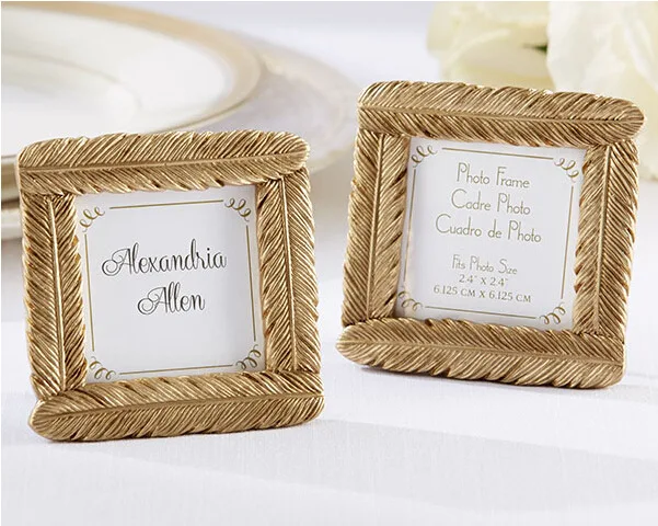 

Gold Tone Small Feather Photo Frame, Picture Display, Table Room, Fancy Party Accessories, Stand, Decoration