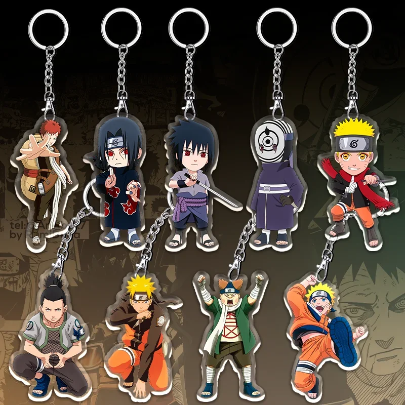 12cm NARUTO Acrylic Itachi Double Sided Pattern Keychain Student Backpack Pendant Fun Car Key Hanger Children's Festival Gift
