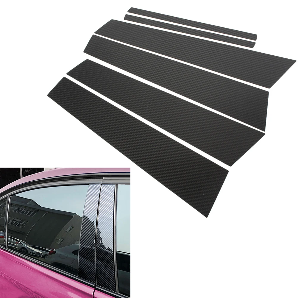 Auto Car Window Moulding B Pillars Trim Protective Cover For BMW 1 Series E81 2017 6pcs/set Carbon Fiber