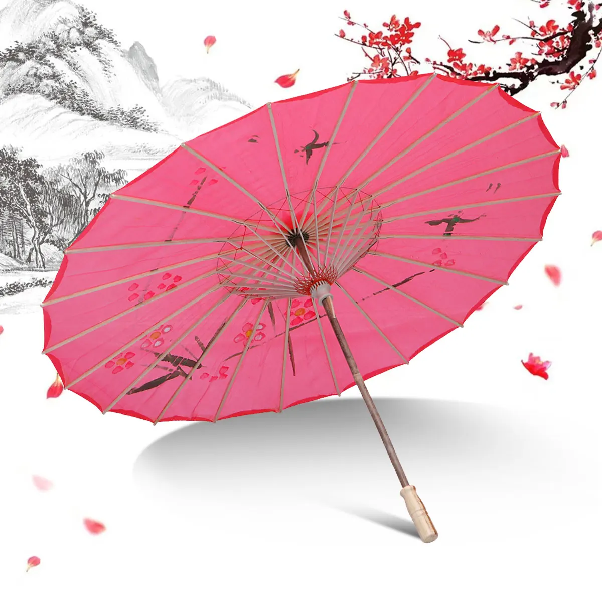 

Oil Paper Umbrella Classical Decorative Parasol Bamboo Chinese Style Craft Silk Umbrella for Home Restaurant