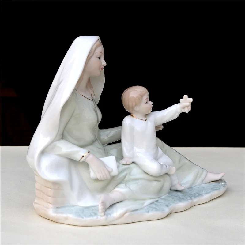 Imagem -06 - Handmade Porcelana Abençoada Virgem Maria Escultura Cristo Estátua Jesus Igreja Ornamento Artesanato Religioso Mobiliário Bíblia