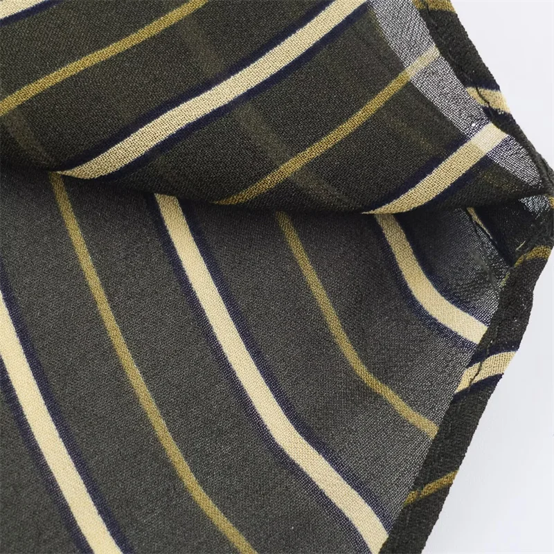 2025년 가을 패션 트렌디 섹시 여성 시리즈 드레이핑 스트라이프 타이 프론트 셔츠