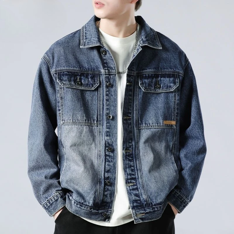 

Autumn Cowboy Coat for Men Casual Clothing Trendy Aesthetic of Fabric Korea Fashion Winter Outerwear Plus Size Denim Jackets Man