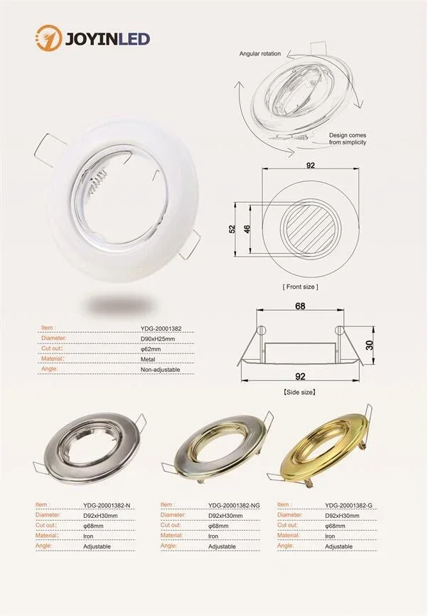 Prosta konstrukcja Żelazny metal Okrągły biały czarny LED Downlight GU10 MR16 Regulowany reflektor Downlight do wystroju hotelu domowego