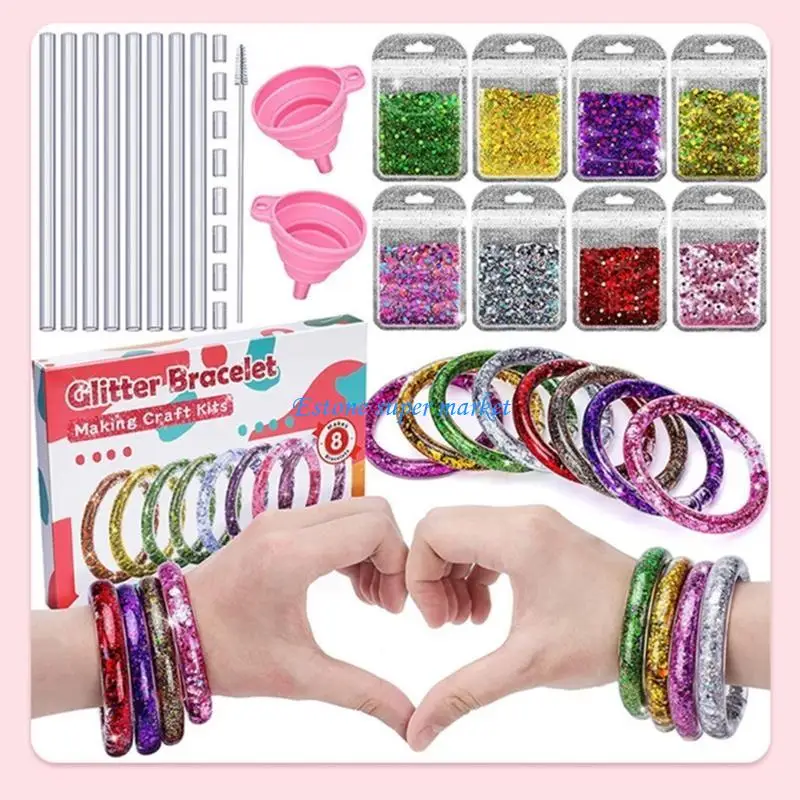 090b DIY Sprudel Armband Kits für Mädchen kreative Handwerksfreundschaftsgerichte für Kinder Alter von 5-12 Party-Requisiten