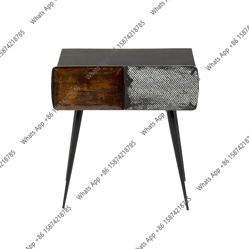 Modern retro walnut bedside table designer all solid wood old bedside Hong Kong-style light luxury locker