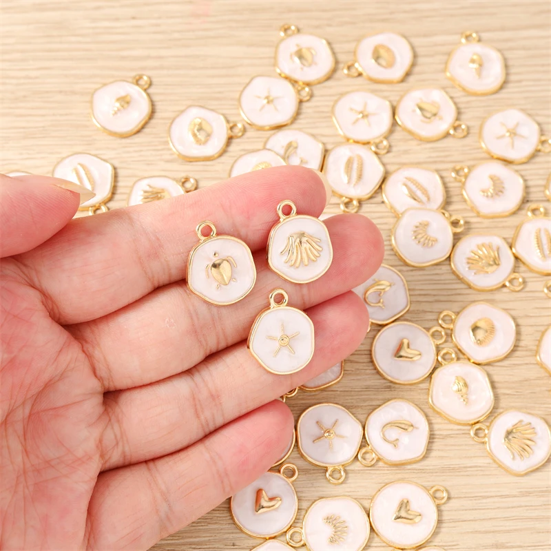 10 Stück Niedliche Meereslebewesen-Anhänger aus Emaille: Schildkröte, Muschel, Seestern für Schmuckherstellung, Ohrringe, Anhänger, Halsketten, DIY-Bastelarbeiten, Geschenke – Detail 3