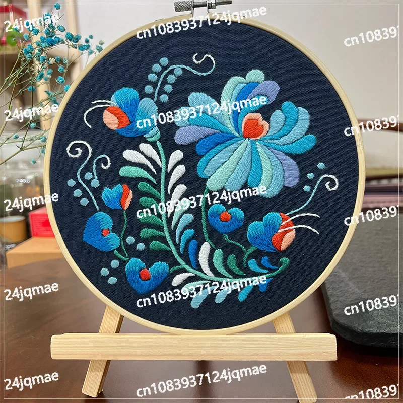 Lu Xiu Needle and Thread Bag Handmade DIY Material Bag, Flower and Grass Barb Free Embroidery Hanging Painting,