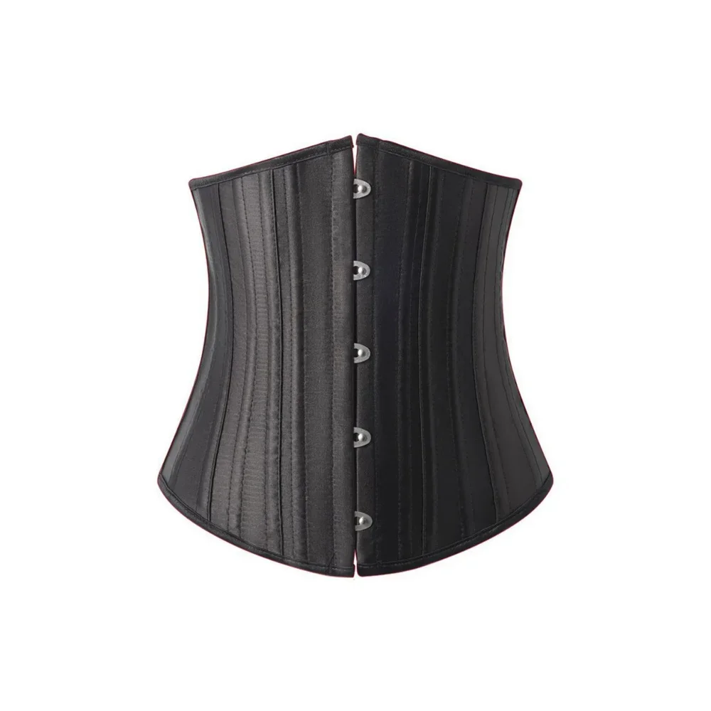 

Женский черный атласный корсет под грудью, готический стальной костяной корсет для талии, утягивающий корсет, бюстье, пояс