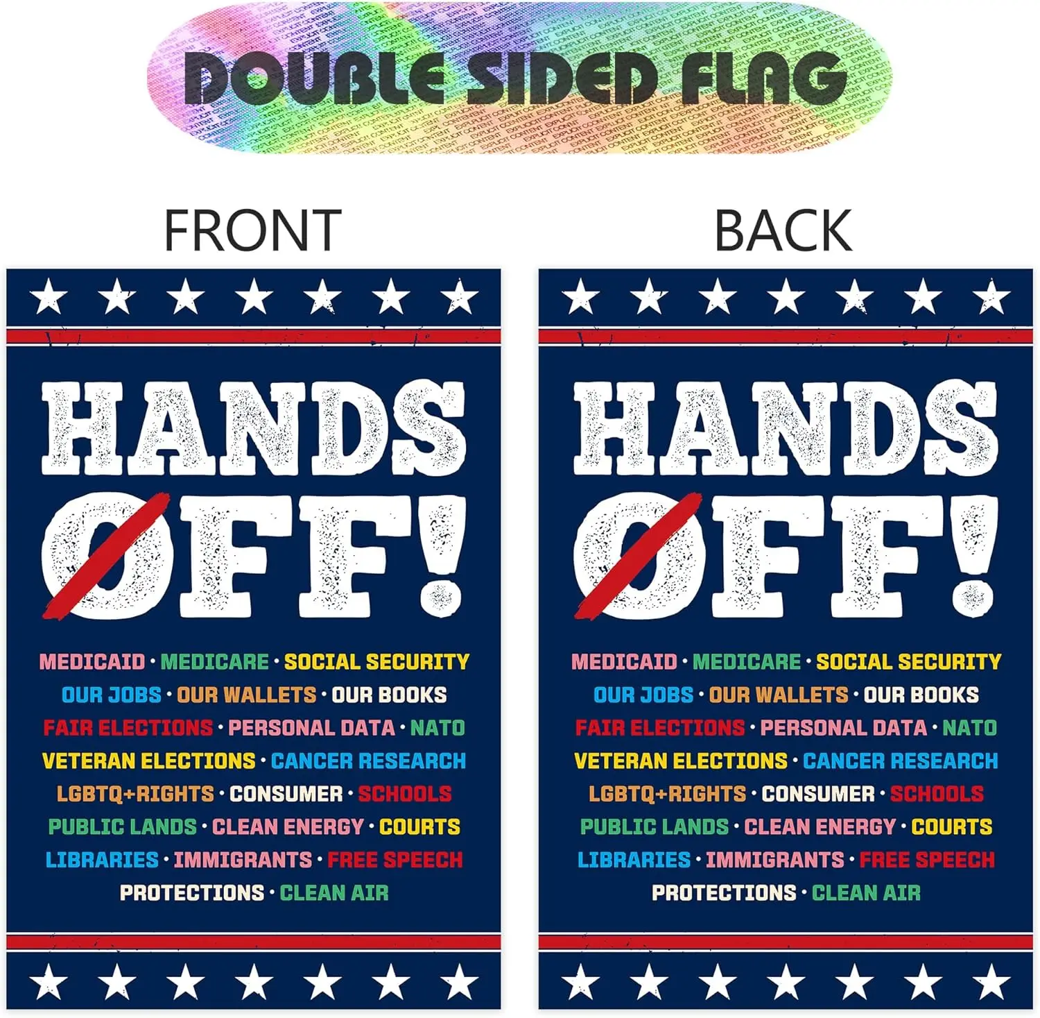Hands Off Protest Social Security And Medicare Protest Double Garden Flag 12x18inch,Hands Off Flags for Outdoor Yard Decor G yyi